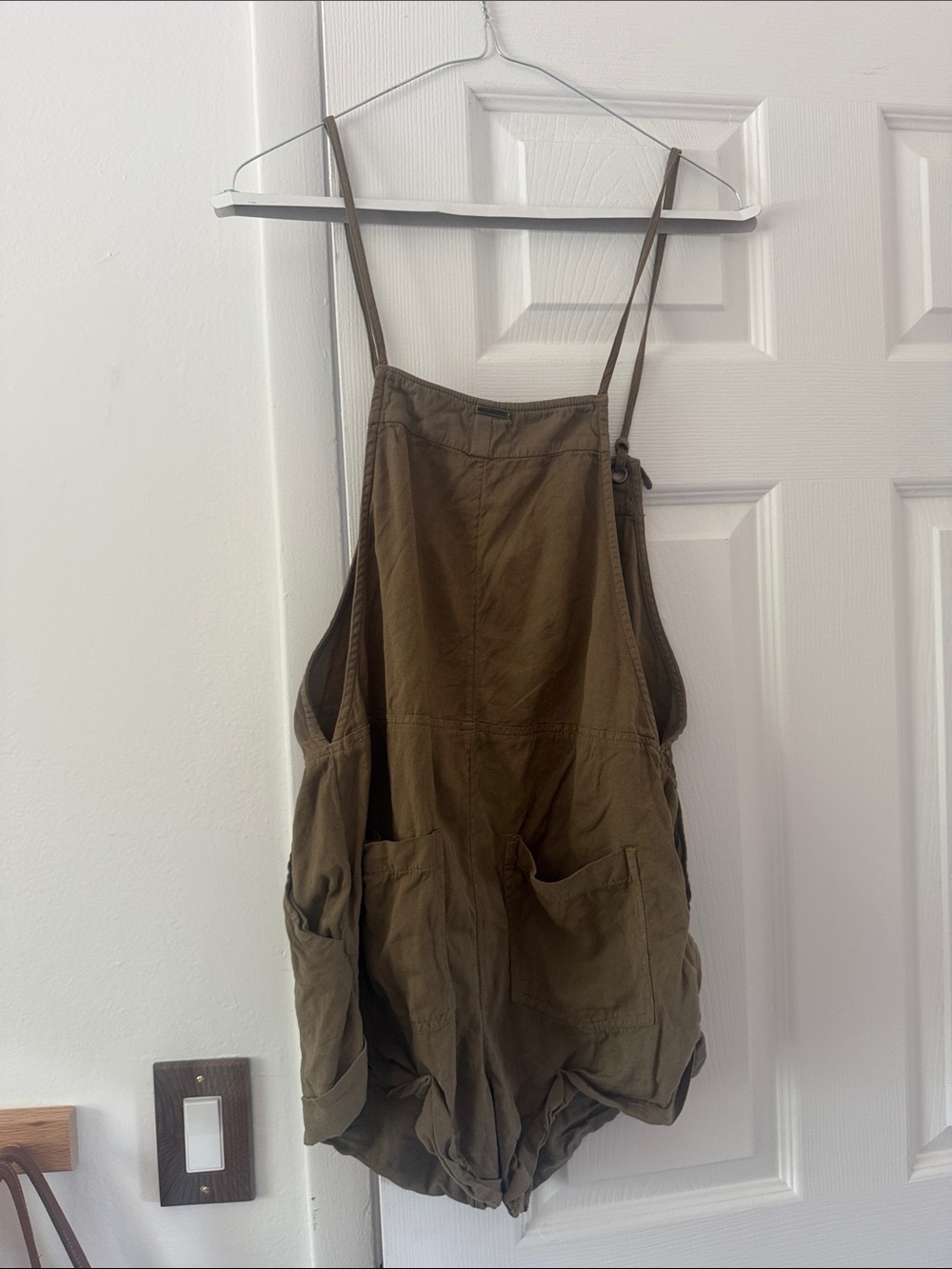Billabong wild pursuit short overalls Olive Green Linen-Blend Romper - Picture 3 of 4